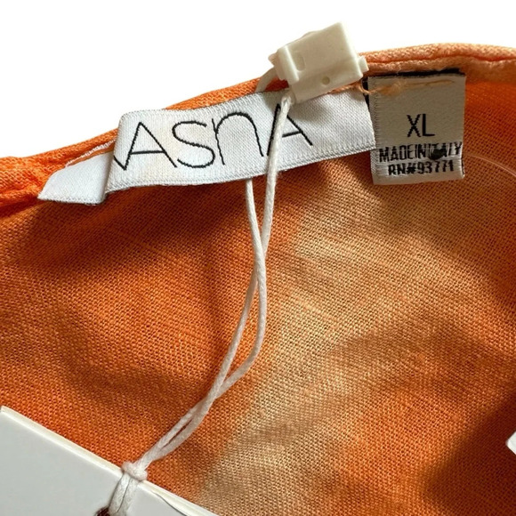 Vasna Striped Linen Jumpsuit Wide Leg Boho Orange White V-neck XL Italy NWT - Picture 10 of 12